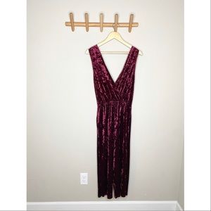 Wine colored velvet jumpsuit